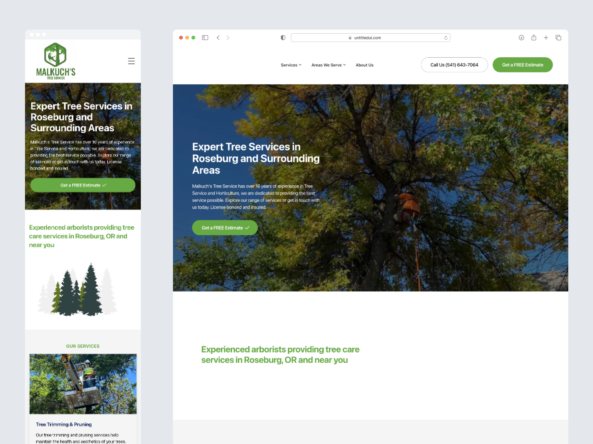 Website designed for Malkuch's Tree Service