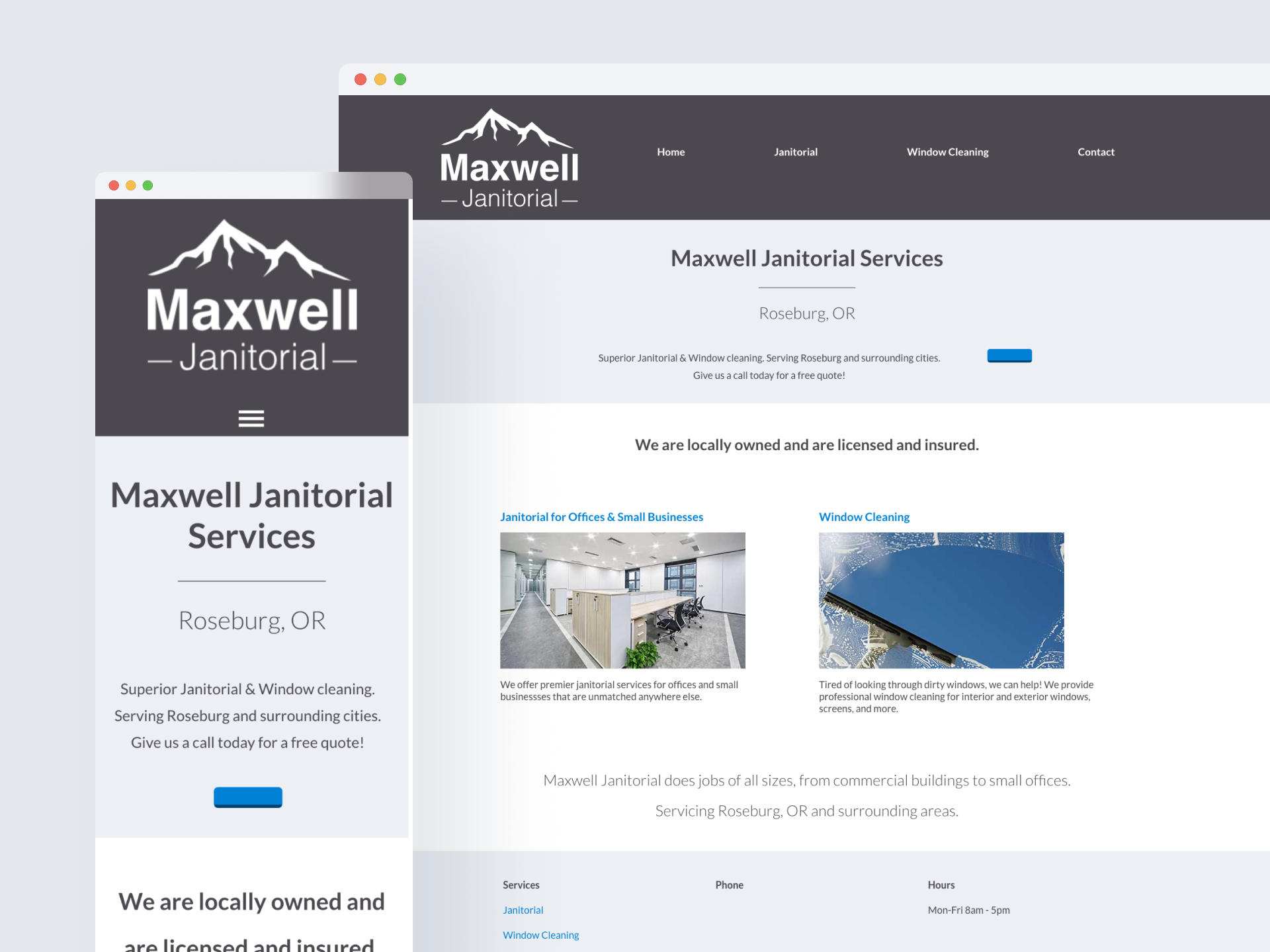 Website designed for Maxwell Janitorial